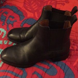 Black leather chelsea boots